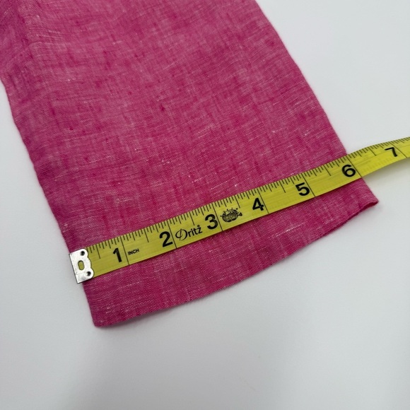 Tahari Women’s 100% Linen Henley 3/4 Sleeve Pink Tunic w/ Side Vents Medium - Picture 12 of 15